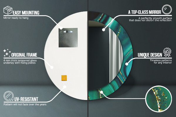 Espejo redondo marco estampado Mármol esmeralda