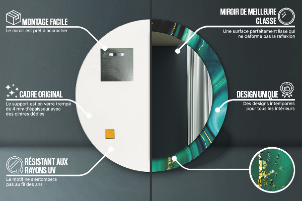 Espejo redondo marco estampado Mármol esmeralda