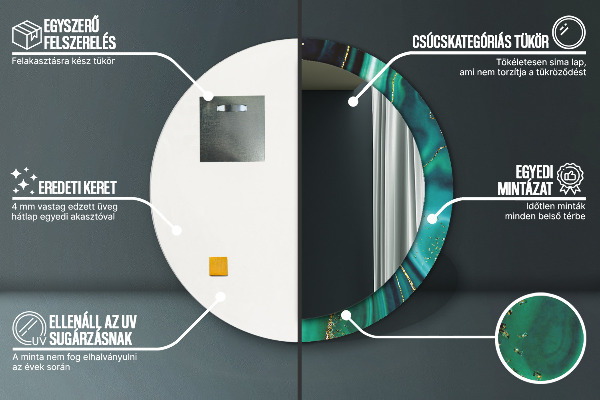 Espejo redondo marco estampado Mármol esmeralda