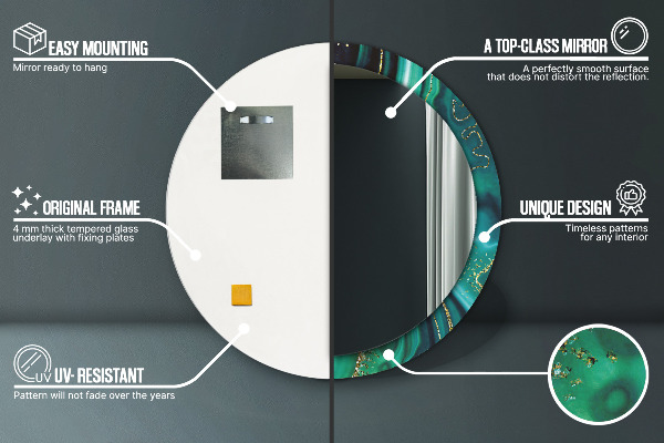 Espejo redondo marco estampado Mármol esmeralda