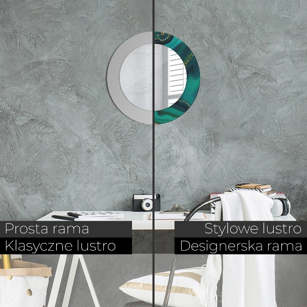 Espejo redondo marco estampado Mármol esmeralda