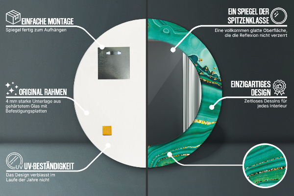 Espejo redondo marco estampado Mármol jaspe ágata