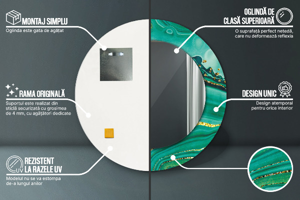 Espejo redondo marco estampado Mármol jaspe ágata