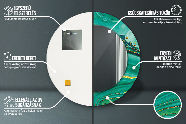 Espejo redondo marco estampado Mármol jaspe ágata