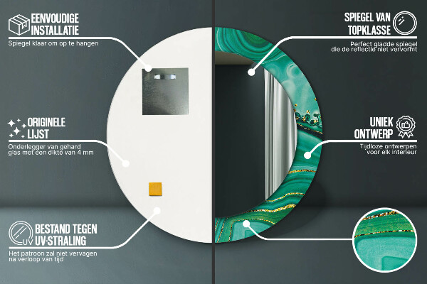 Espejo redondo marco estampado Mármol jaspe ágata