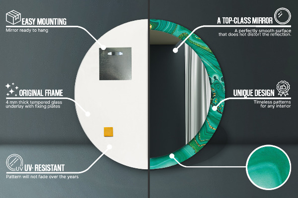 Espejo redondo marco estampado Mármol jaspe ágata