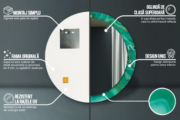 Espejo redondo marco estampado Mármol jaspe ágata