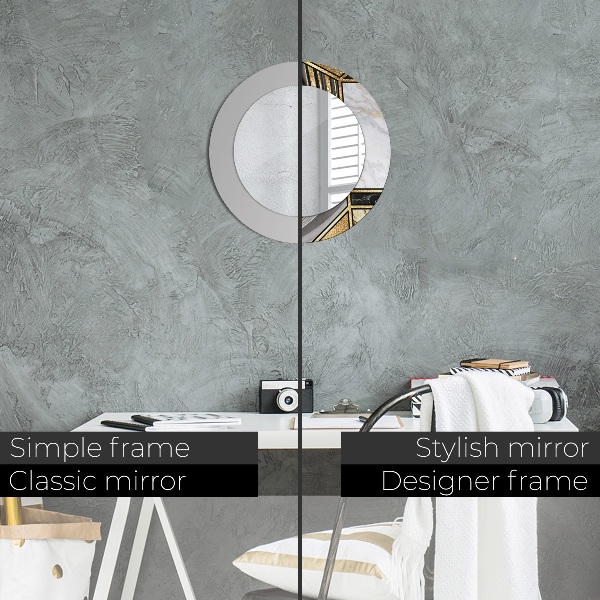 Espejo redondo marco estampado Ágata mármol y oro