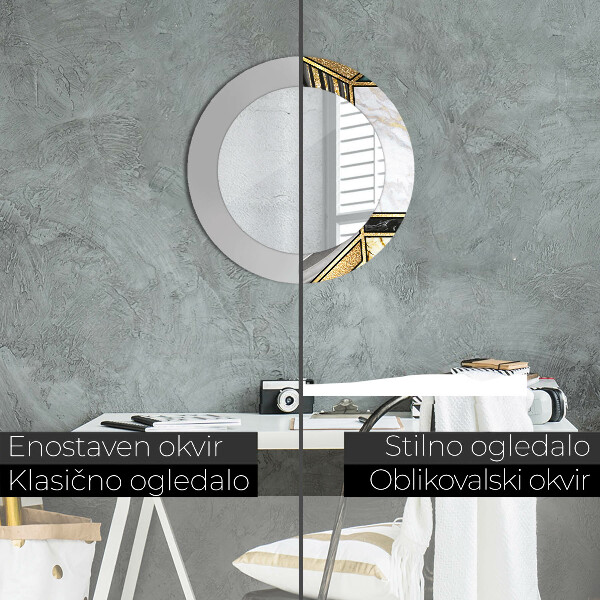 Espejo redondo marco estampado Ágata mármol y oro