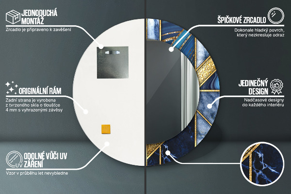 Espejo redondo impreso decorativo redondo Mármol moderno