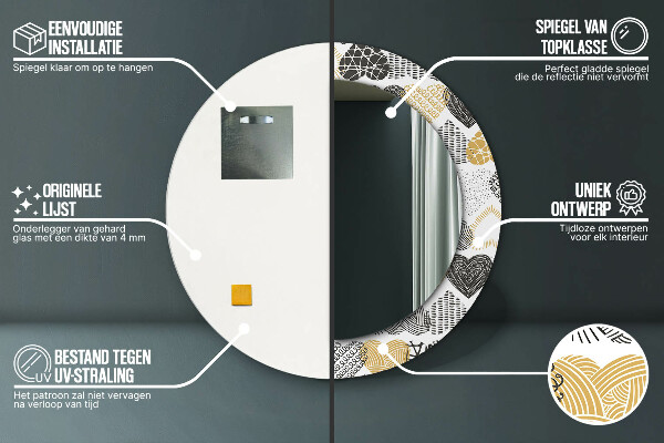 Espejo redondo con decoración Garabato, corazones