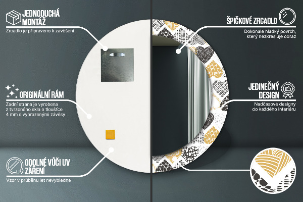 Espejo redondo con decoración Garabato, corazones