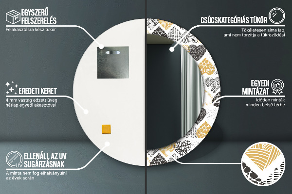 Espejo redondo con decoración Garabato, corazones