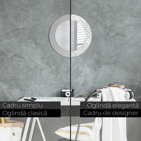 Espejo redondo con decoración Lineas cruzadas