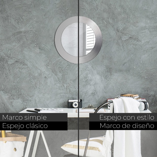 Espejo redondo con decoración Acero brillante