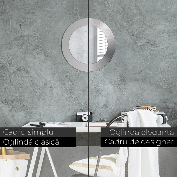 Espejo redondo con decoración Acero brillante