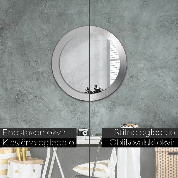 Espejo redondo con decoración Acero brillante
