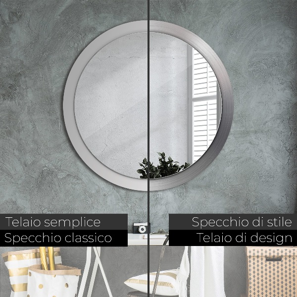 Espejo redondo con decoración Acero brillante