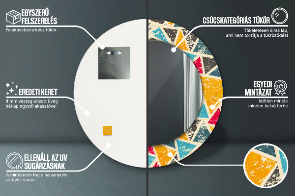 Espejo redondo con decoración Composición retra