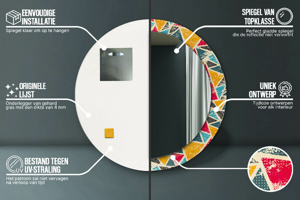 Espejo redondo con decoración Composición retra