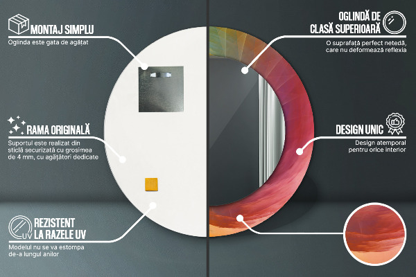 Espejo redondo impreso decorativo redondo Espiral hipnótica