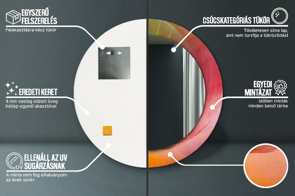 Espejo redondo impreso decorativo redondo Espiral hipnótica