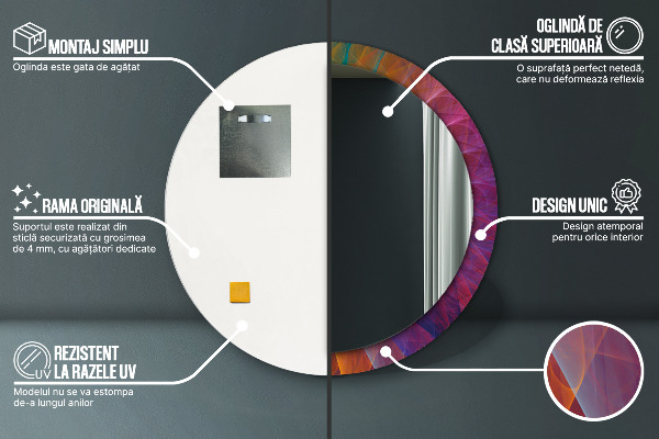 Espejo redondo impreso decorativo redondo Espiral hipnótica