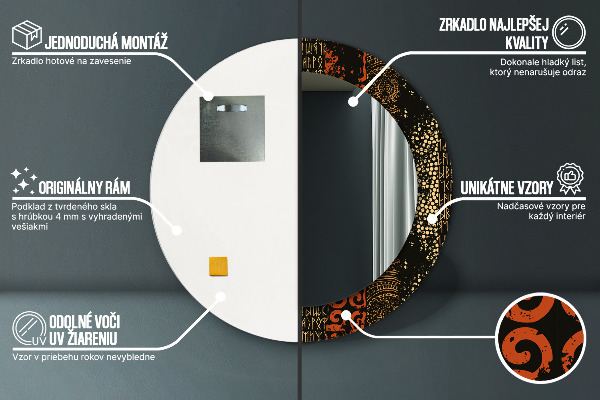 Espejo redondo impreso decorativo redondo Patrón abstracto grunge