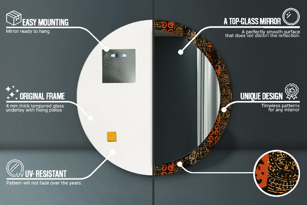 Espejo redondo impreso decorativo redondo Patrón abstracto grunge