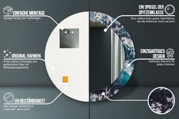 Espejo redondo marco estampado Mar tormentoso