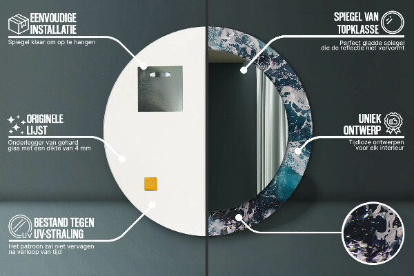 Espejo redondo marco estampado Mar tormentoso