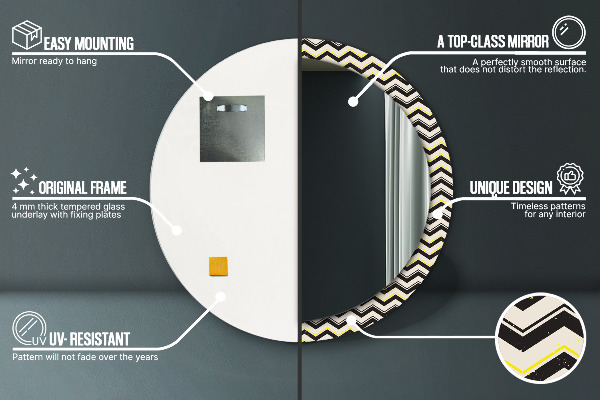 Espejo redondo con decoración Patrón de zig-zag