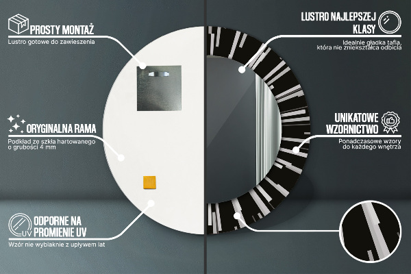 Espejo redondo marco estampado Composición radiante