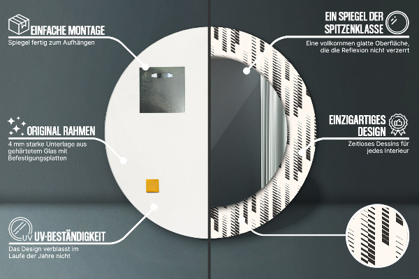 Espejo redondo con decoración Patrón de rayas