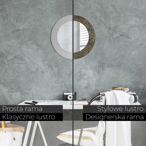 Espejo redondo marco estampado Adornos dorados