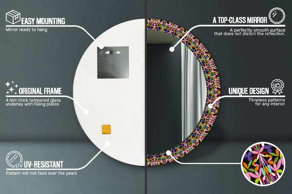 Espejo redondo marco estampado Patrón de mandala psicodélico