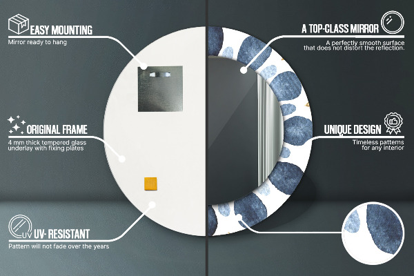 Espejo redondo marco con estampado decorativo Mandala luna