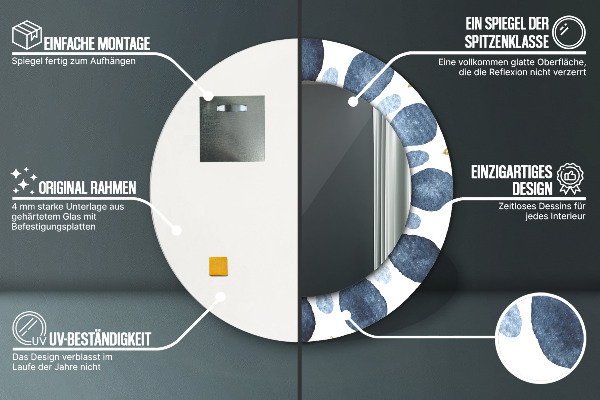 Espejo redondo marco con estampado decorativo Mandala luna