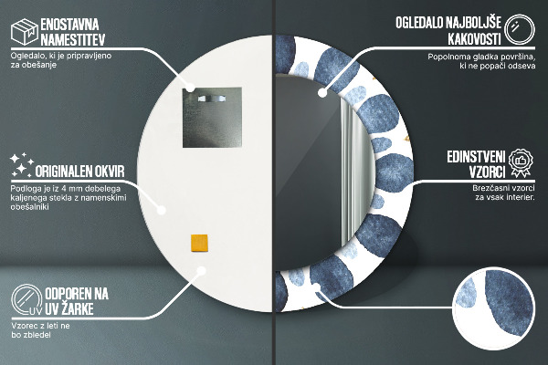 Espejo redondo marco con estampado decorativo Mandala luna