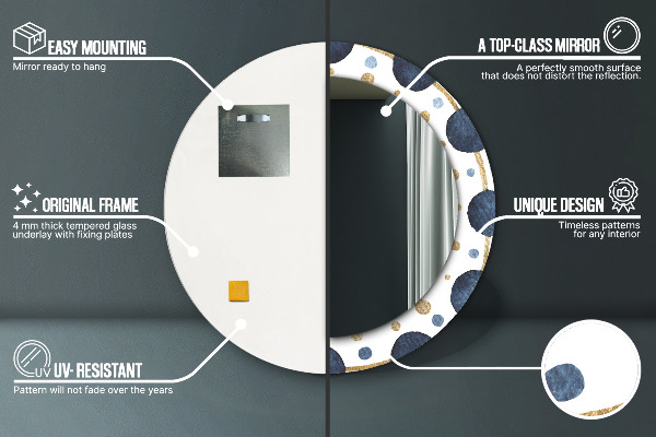 Espejo redondo marco con estampado decorativo Mandala luna