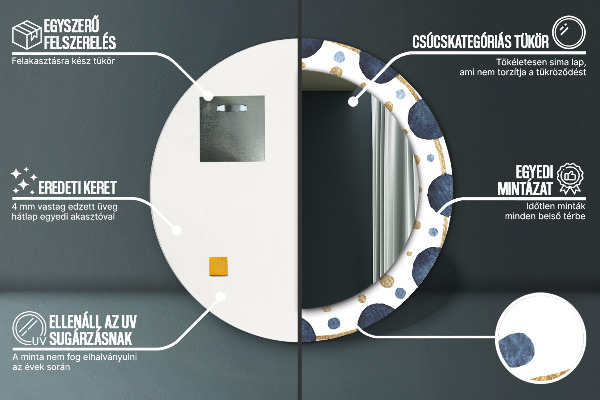 Espejo redondo marco con estampado decorativo Mandala luna