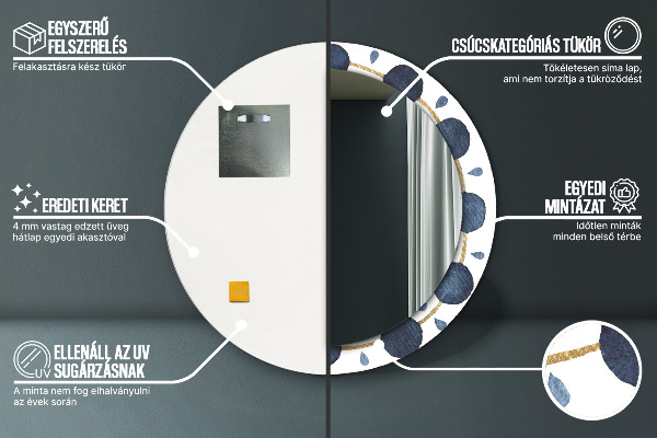 Espejo redondo marco con estampado decorativo Mandala luna