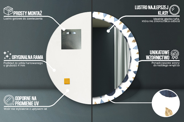 Espejo redondo marco con estampado decorativo Mandala luna