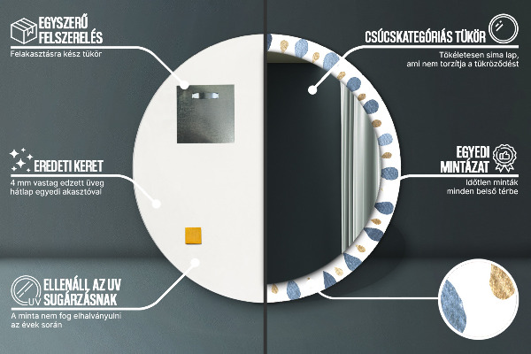 Espejo redondo marco con estampado decorativo Mandala luna