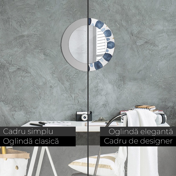 Espejo redondo marco con estampado decorativo Mandala luna