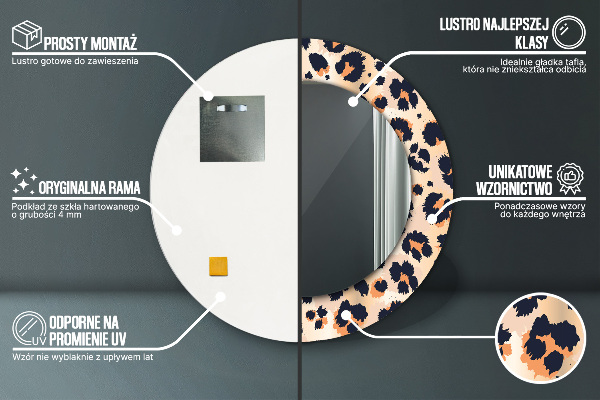 Espejo redondo con decoración Patrón salvaje