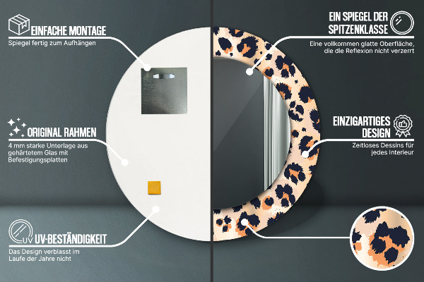 Espejo redondo con decoración Patrón salvaje