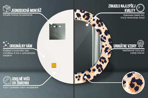 Espejo redondo con decoración Patrón salvaje