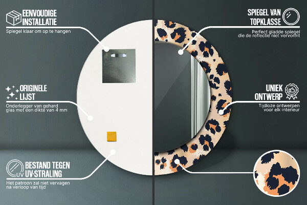 Espejo redondo con decoración Patrón salvaje