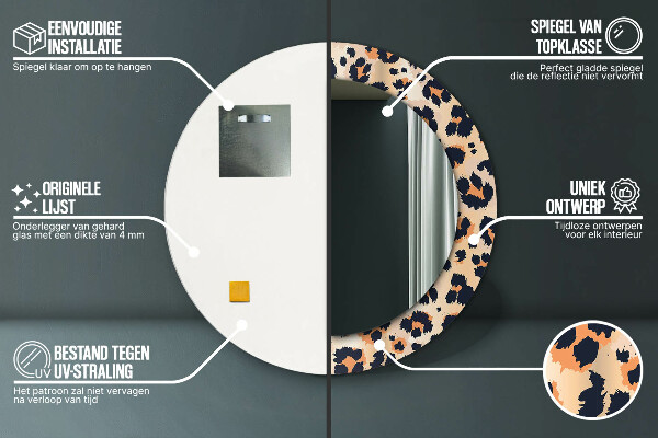 Espejo redondo con decoración Patrón salvaje